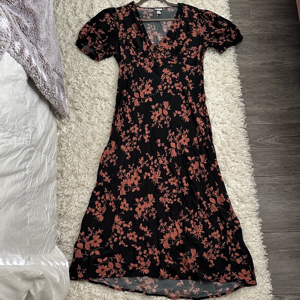 A New Day Black and Pink Floral Maxi Dress